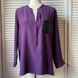 Sandro Paris Women’s Purple Silk/Leather Blouse Size 3 US M
